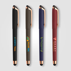 Image of the Gazelle Gel Softy Rose Gold Pen w/ Stylus - ColorJet promotional product, SKU AGZ-C.