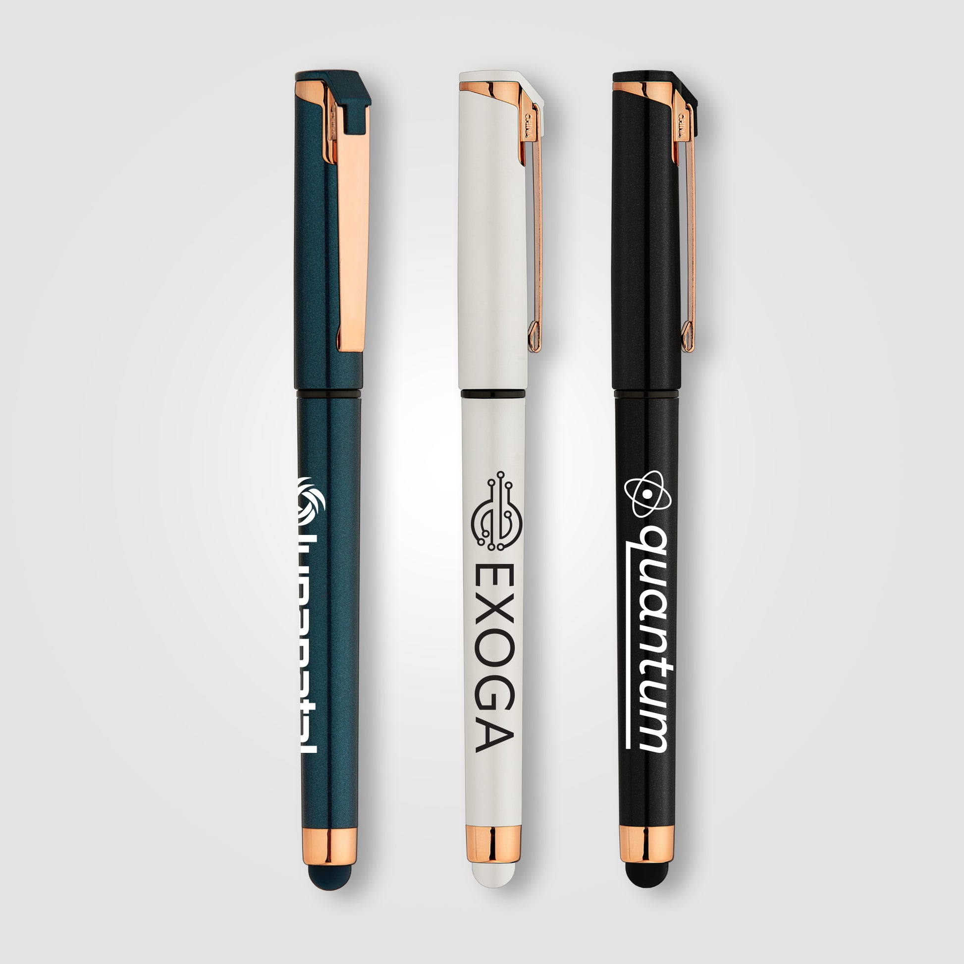 Image of the Islander Pearl Rose Gold Stylus Gel Pen promotional product, SKU AHU.