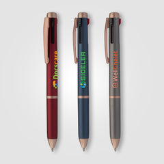 Image of the Trio Rose Gold Multi-Ink Pen - ColorJet promotional product, SKU AJM-C.