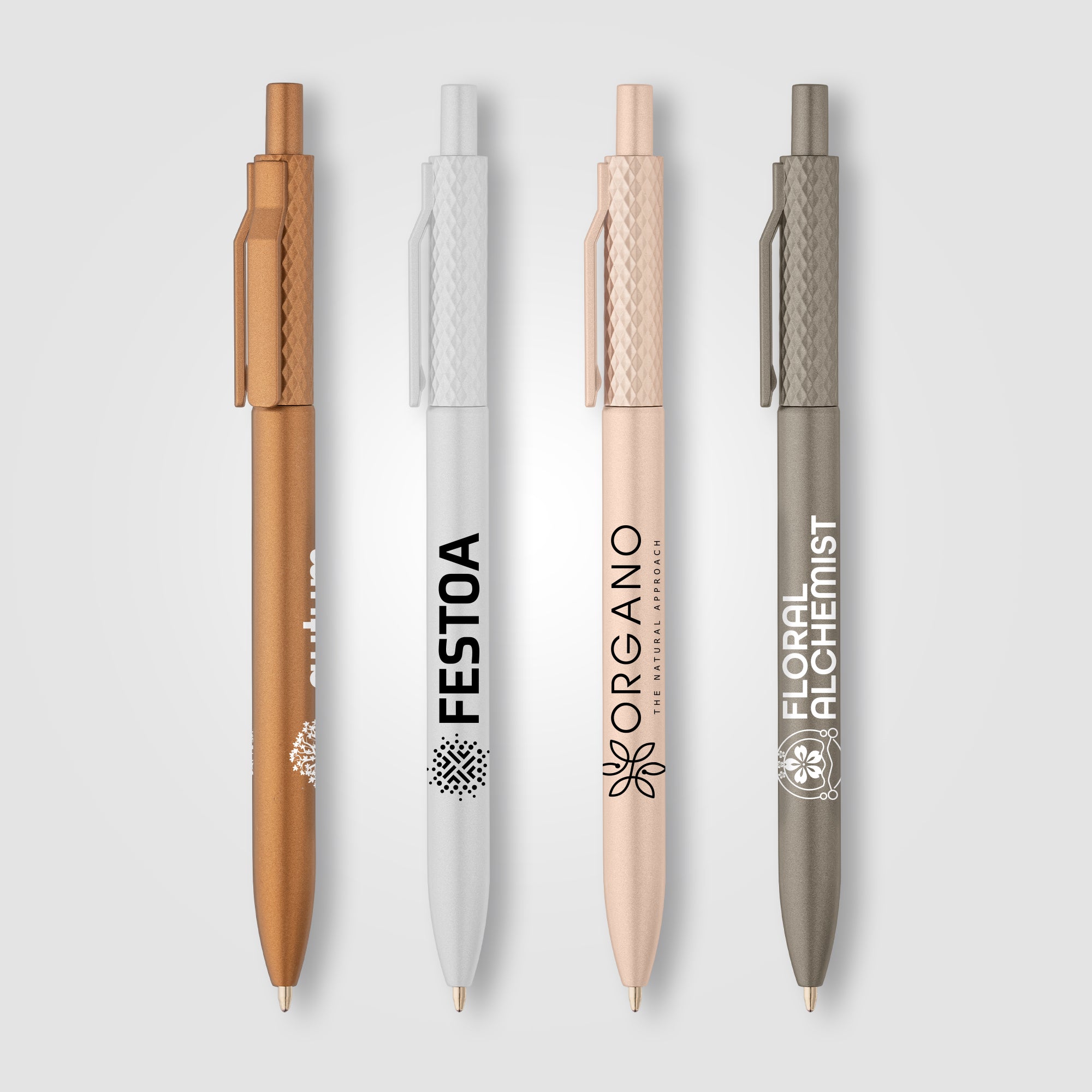 Image of the Vale Recycled Plastic Diamond Textured Metallic Pen promotional product, SKU ALK.