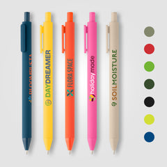 Image of the Bloom Recycled Plastic Retractable Soft Touch Pen - ColorJet promotional product, SKU AMA-C.
