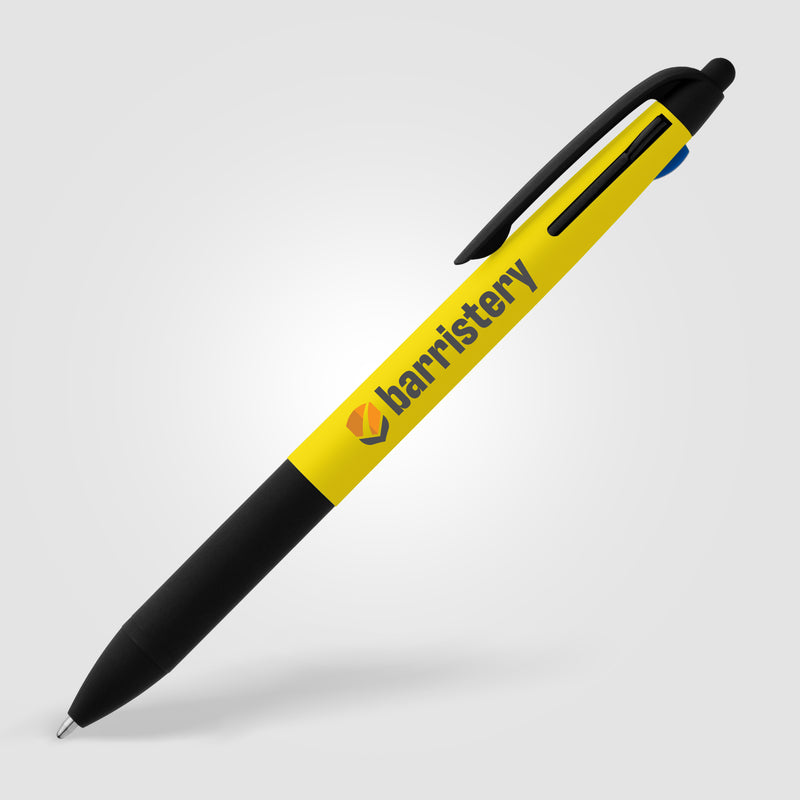 Malta Recycled Plastic 3-in-1 Stylus Neon Grip Multi-Ink Pen - ColorJet-zoom-
