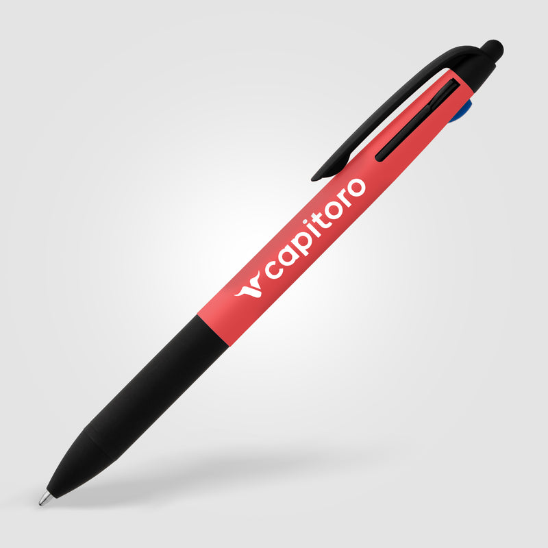 Malta Recycled Plastic 3-in-1 Stylus Neon Grip Multi-Ink Pen-zoom-