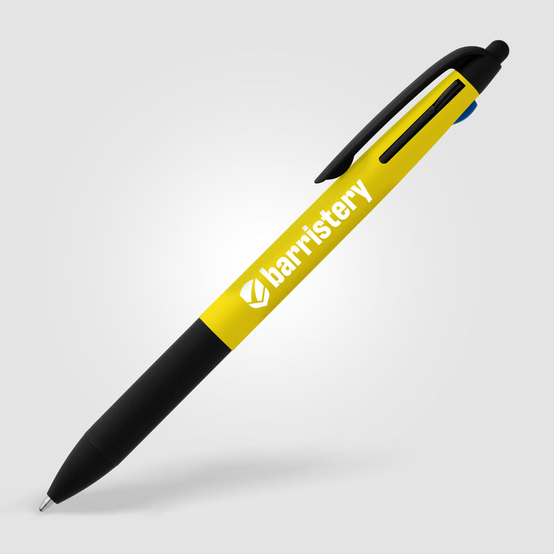 Malta Recycled Plastic 3-in-1 Stylus Neon Grip Multi-Ink Pen-zoom-