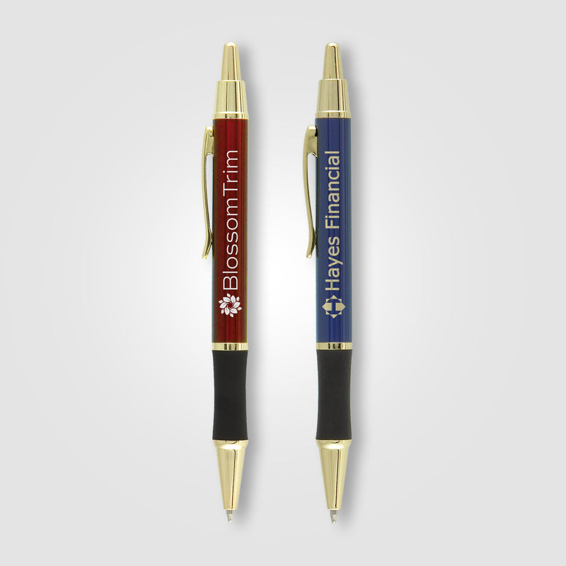 Matrix Grip Pen w/ Gold Top & Accents - Laser Engraved Metal Pen-zoom-