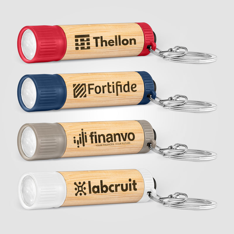 Bamboo LED Flashlight with Keyring-zoom-
