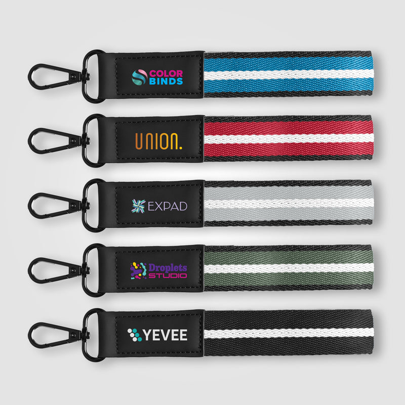 Newport rPET Woven Chevron Snap Trigger Keychain - 7.5" W x 1" H - ColorJet-zoom-