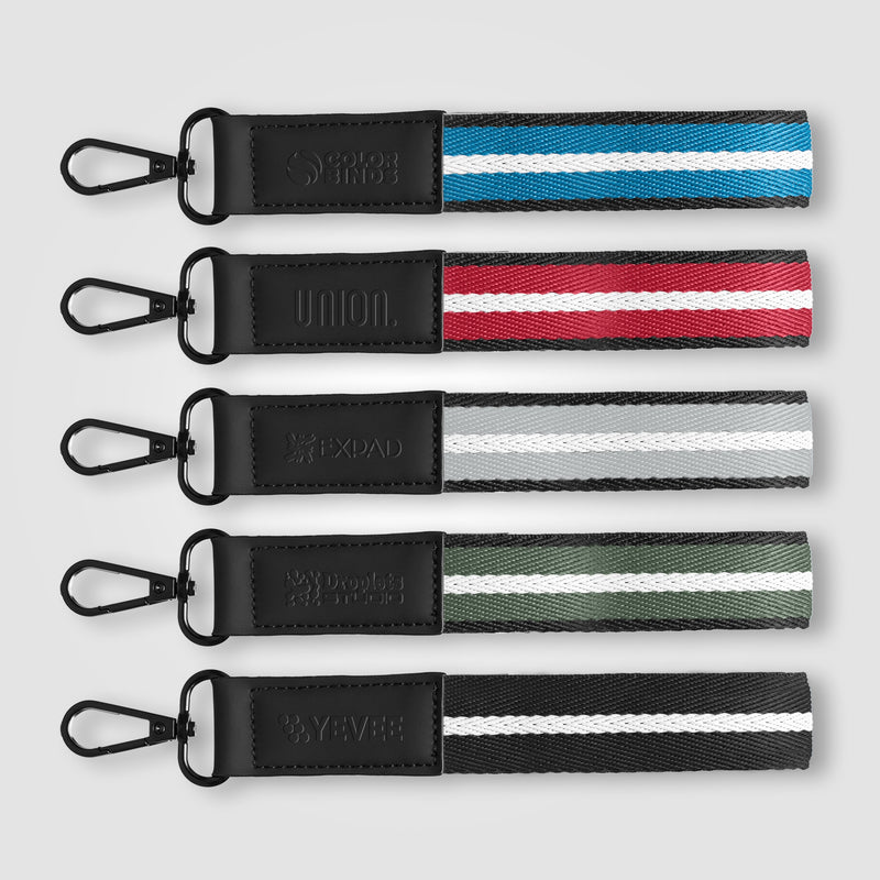 Newport rPET Woven Chevron Snap Trigger Keychain - 7.5" W x 1" H - Deboss-zoom-