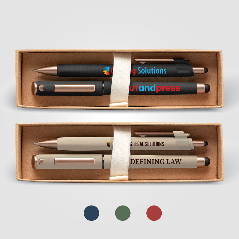 York Recycled Plastic Bronze Trim Pen Gift Set-zoom-