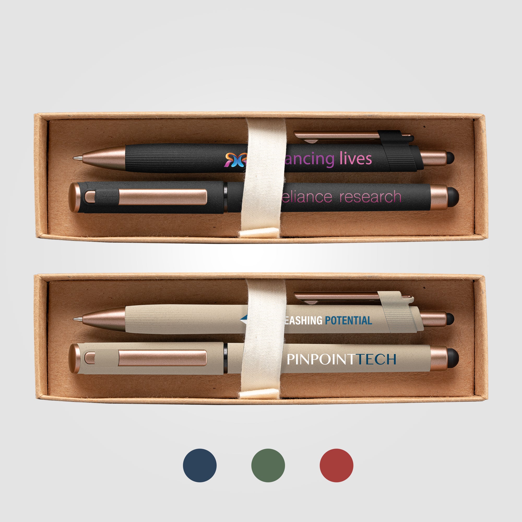 York Recycled Plastic Bronze Trim Pen Gift Set – Box Decorated-zoom-1