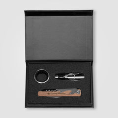 Image of the Essex Stainless Steel & FSC Wood Wine Accessory Gift Set - 3 Pcs promotional product, SKU HAE.