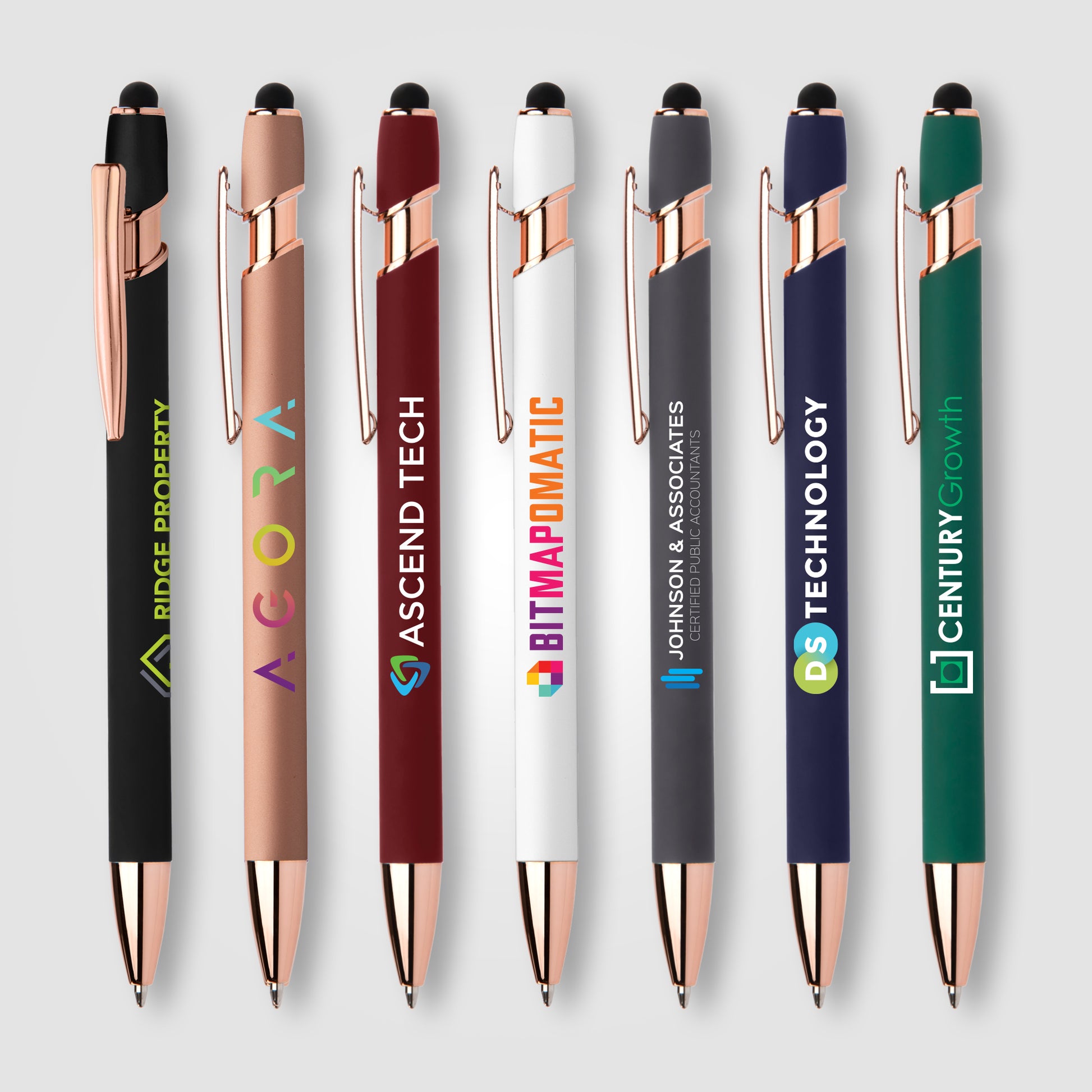 Image of the Ellipse Softy Rose Gold Classic w/ Stylus - ColorJet promotional product, SKU MOV-C.