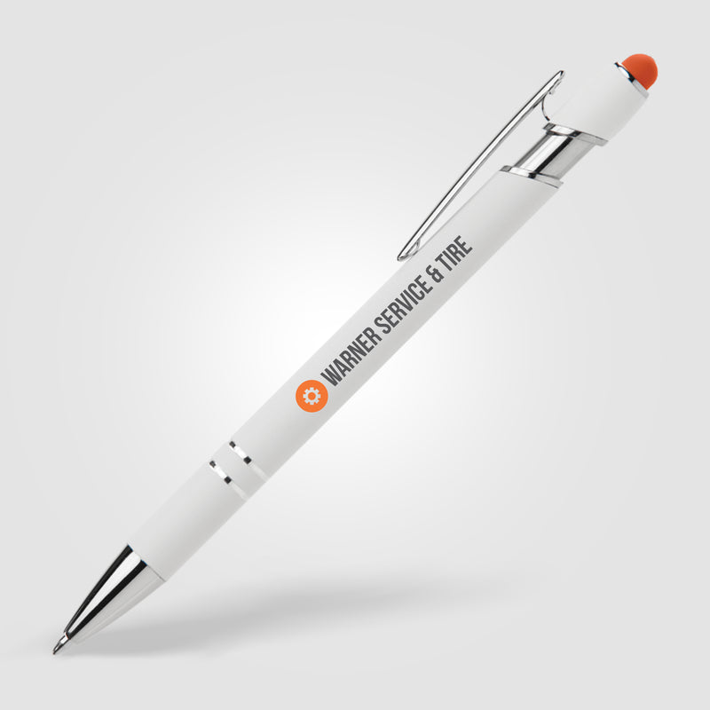Ellipse Softy White Barrel Pen w/ Stylus - ColorJet-zoom-