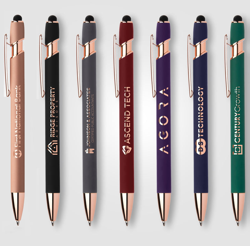 Ellipse Softy Rose Gold Classic Pen w/ Stylus and Mirror Laser-zoom-