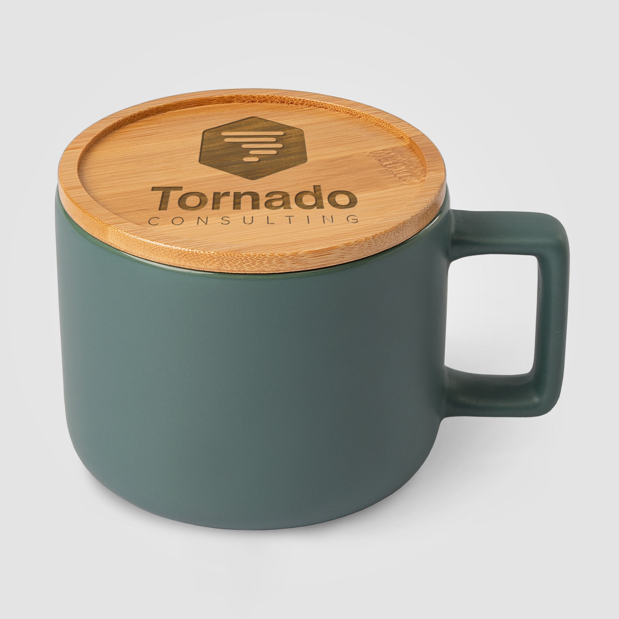 Café Virtuoso - 12 oz. Ceramic Mug with Bamboo Lid - Laser Engraved-zoom-4