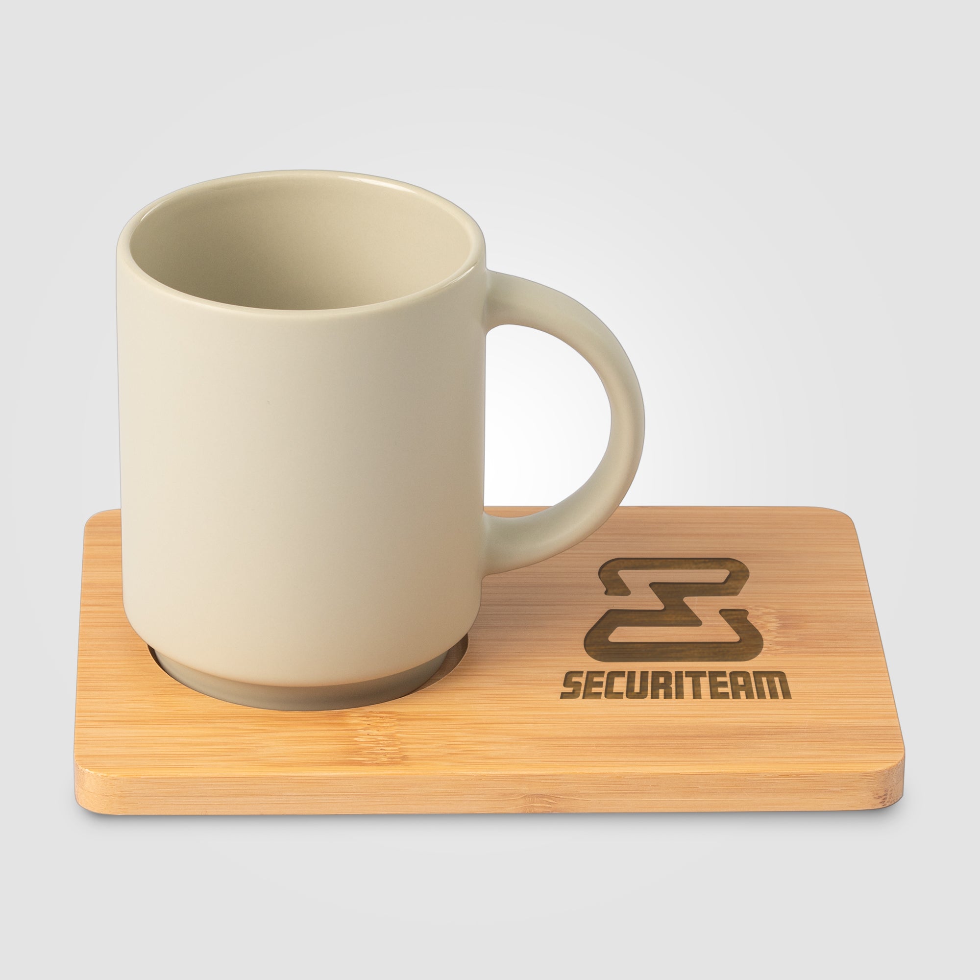 Café Duo - 11 oz. Ceramic Mug & Bamboo Board Set - Laser-zoom-3