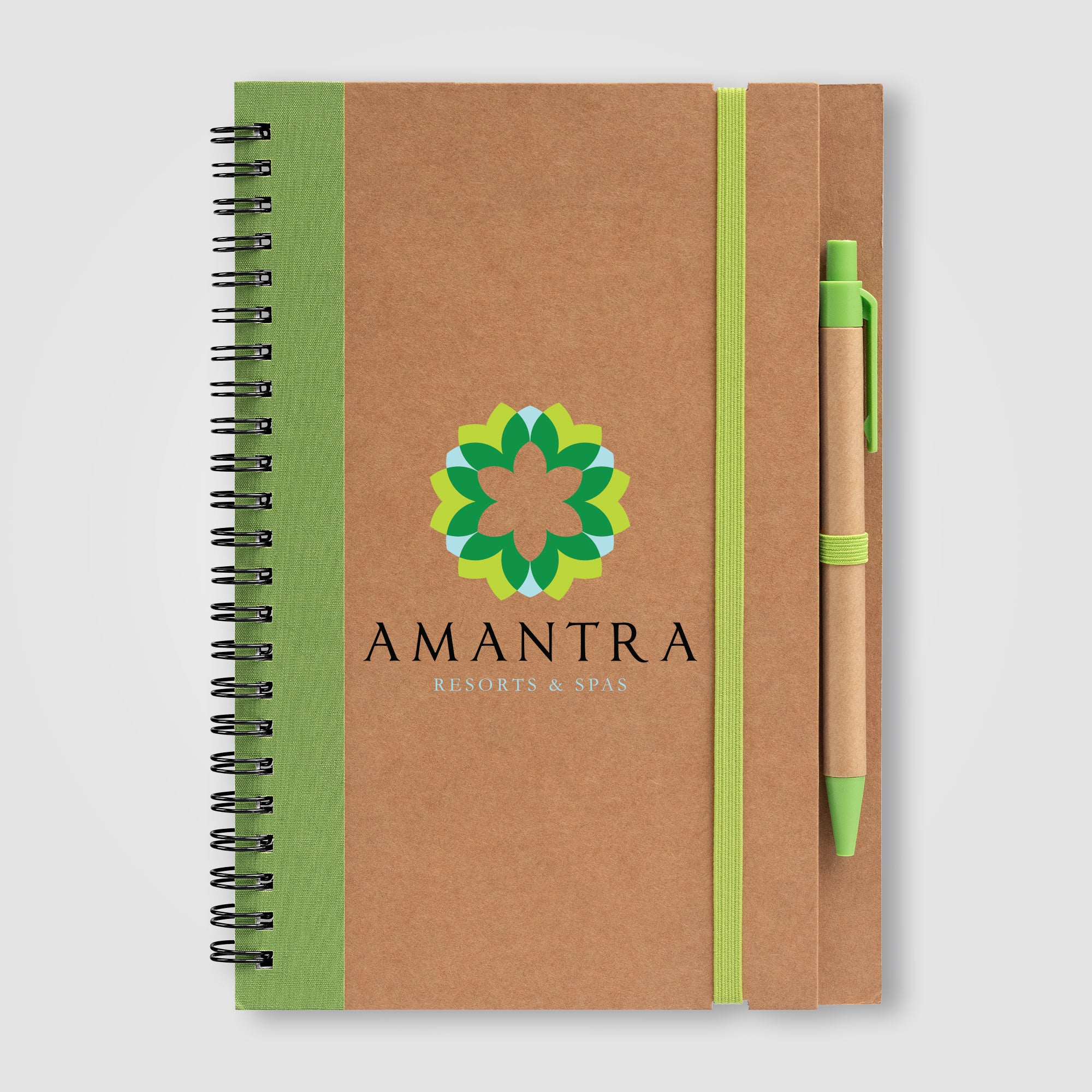 Kraft Hard Cover Spiral Notebook with Pen - ColorJet-zoom-3