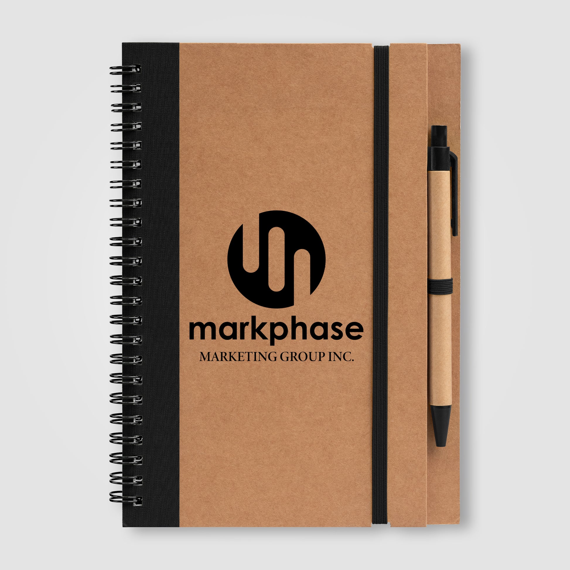 Kraft Hard Cover Spiral Notebook with Pen-2