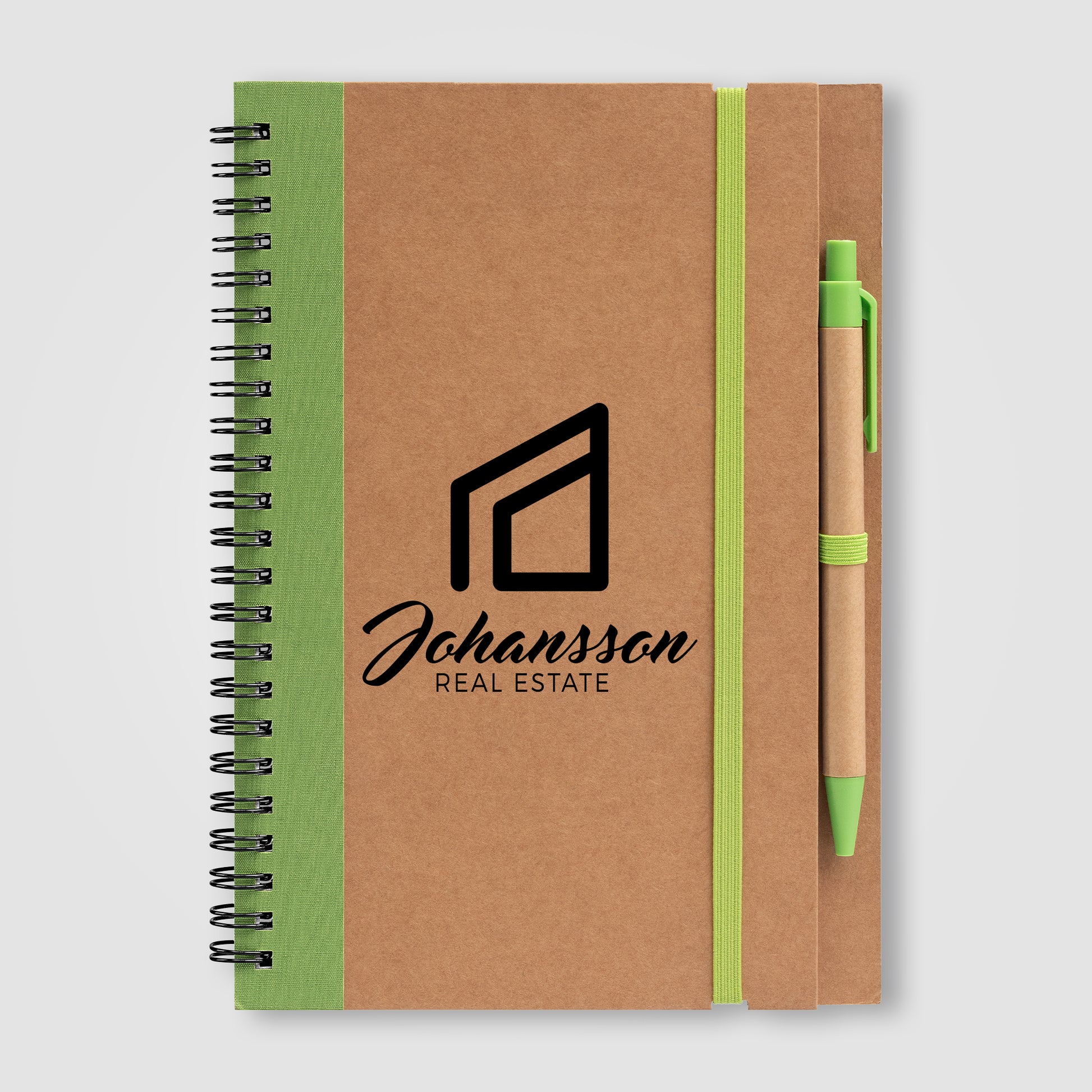 Kraft Hard Cover Spiral Notebook with Pen-3