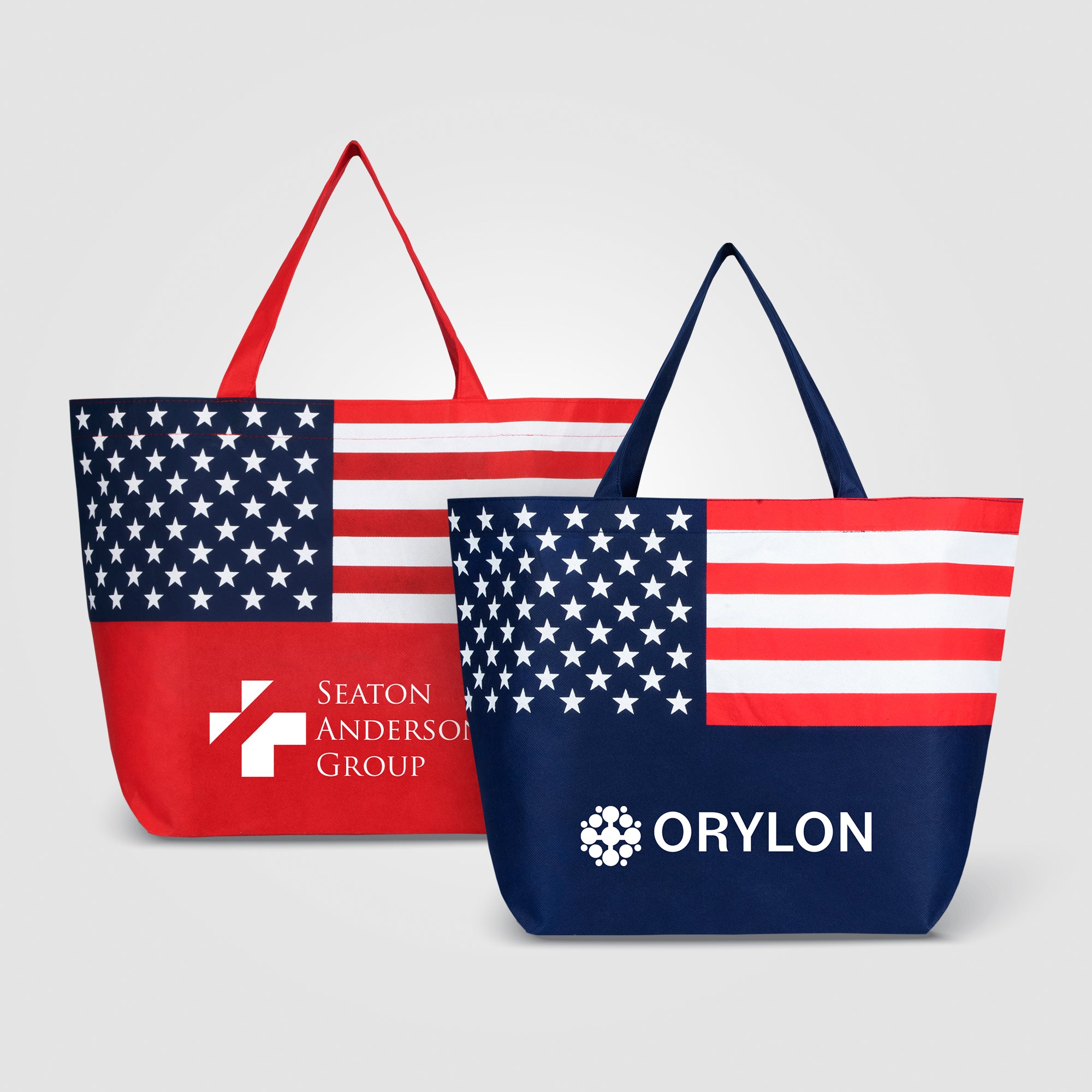 Image of the Non-Woven American Flag Tote Bag promotional product, SKU UFG.