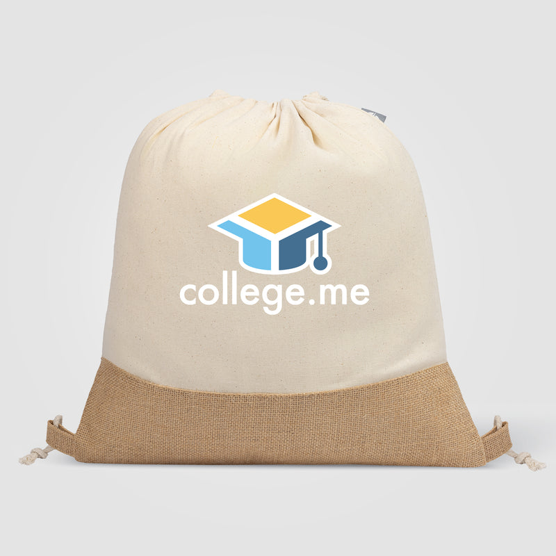 Rio™ Drawstring Bag - 5 oz. Recycled Cotton Blend with Jute - Heat Transfer-zoom-
