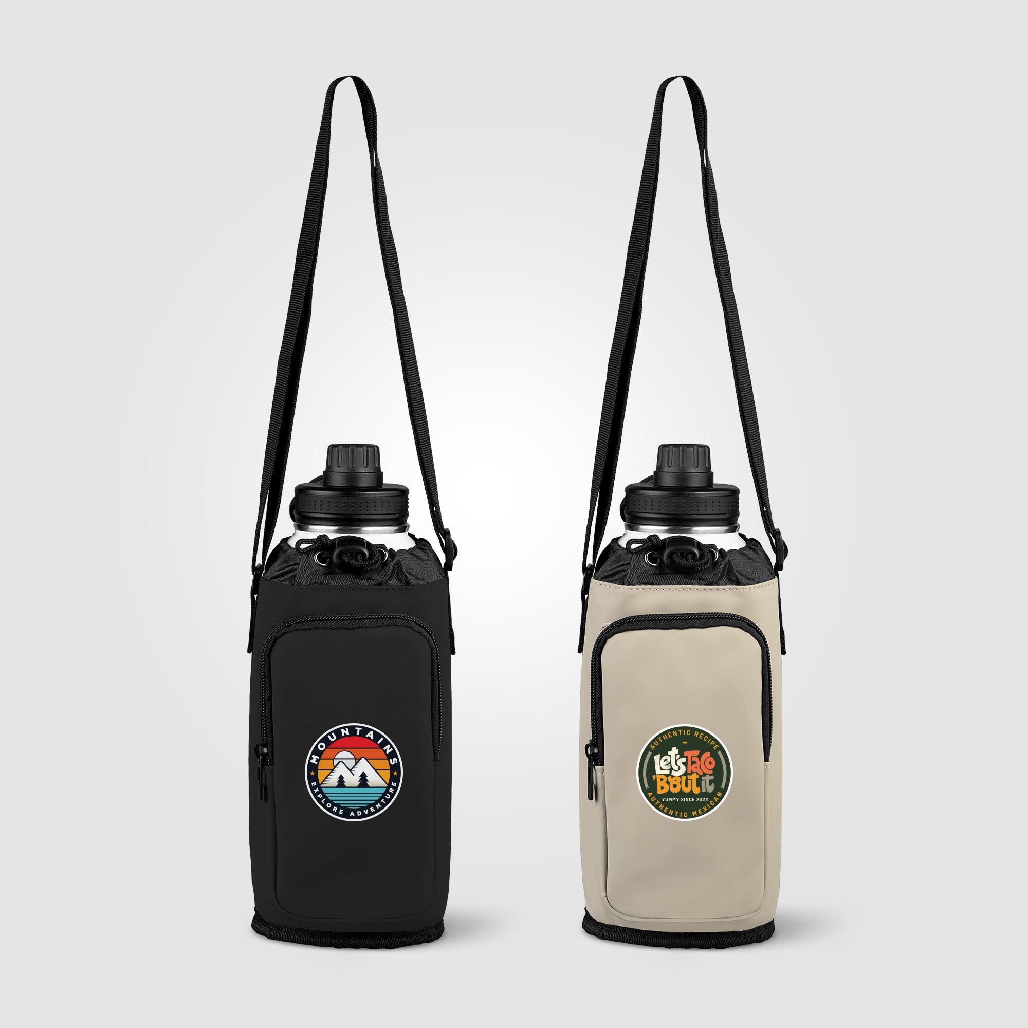 Malmö Recycled PU Zipper Pocket Bottle Bag - 60 oz - Heat Transfer-zoom-1