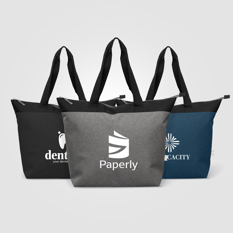 Metropolis™ 600D Recycled Polyester Zippered 44-can Cooler Tote Bag - 20L - Silkscreen-zoom-