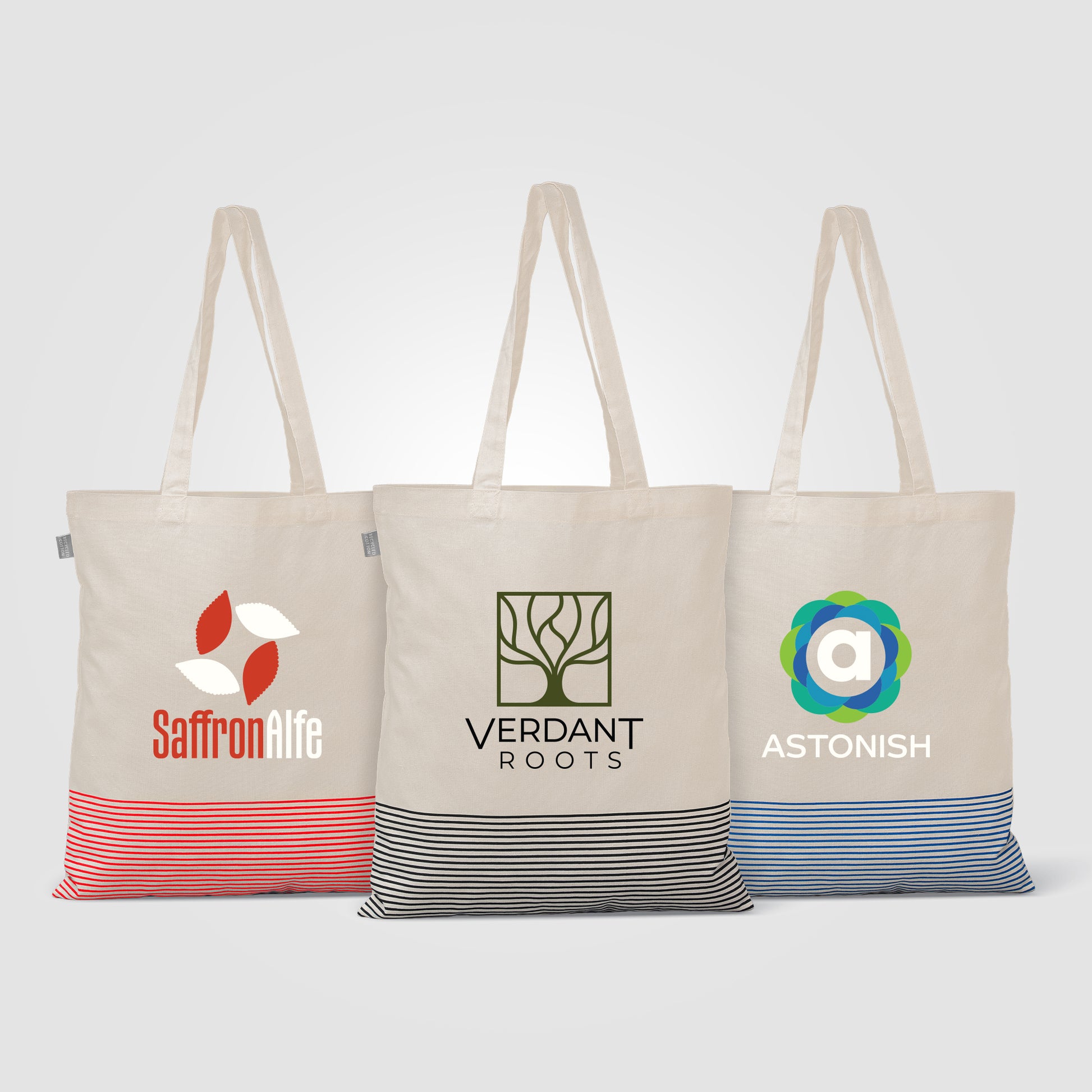 Aro Recycled 5oz Cotton Micro Stripe Tote Bag - 9.7L - Heat Transfer-1