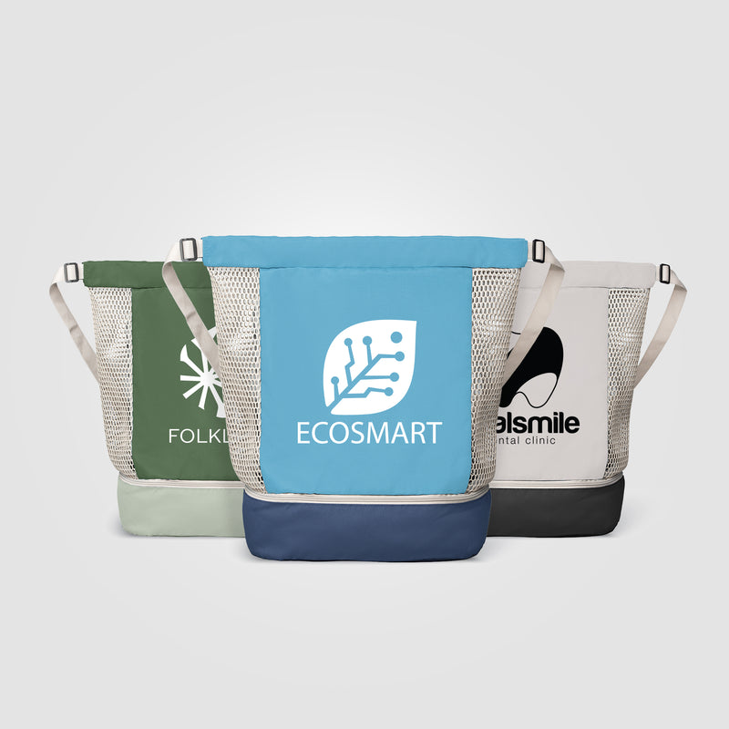 Neri Recycled 300D Polyester Mesh Bottom Drawstring Bag - 34L-zoom-