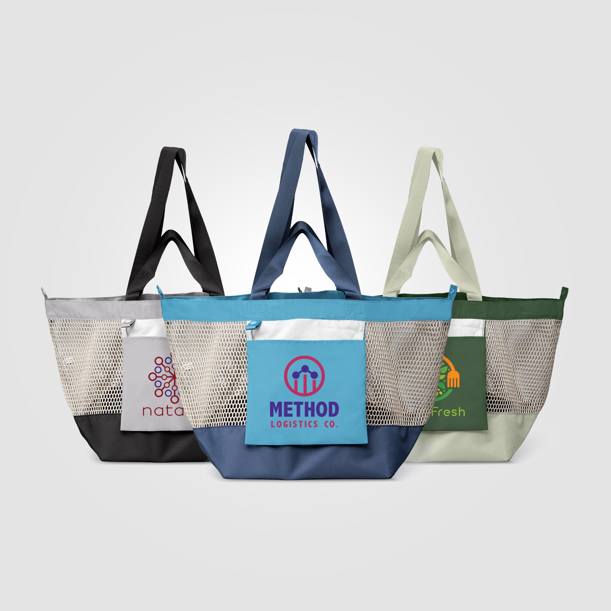 Neri Recycled 300D Polyester Mesh Foldable Tote Bag - 45L - Heat Transfer
