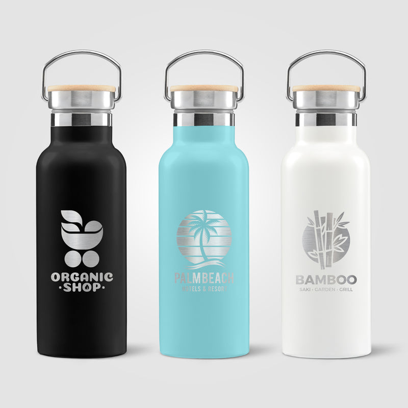 Oahu - 16 oz. Double-Wall Stainless Canteen Bottle - Laser-zoom-