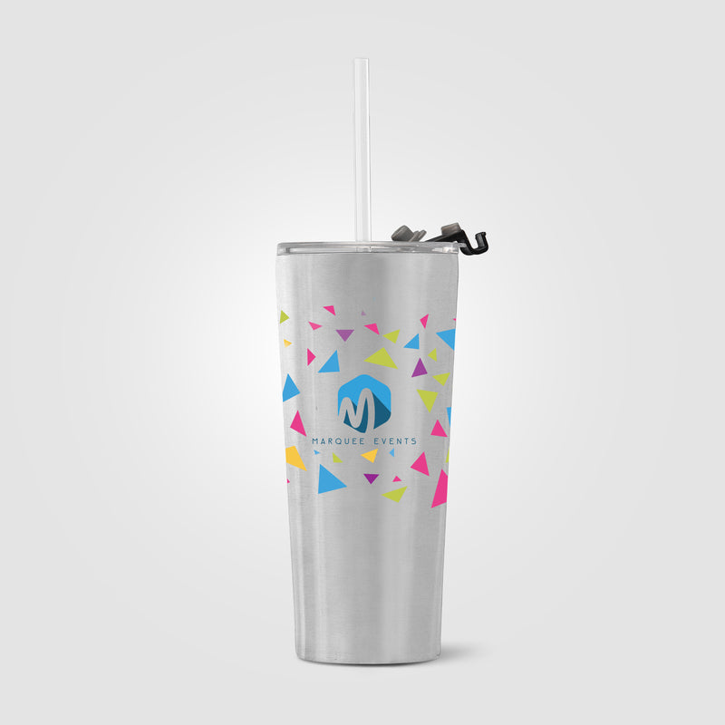 Excalibur - 21 oz. Double-Wall Stainless Tumbler with Straw - ColorJet-zoom-