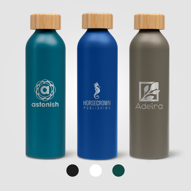 Eden - 20 oz. Aluminum Water Bottle with Bamboo Lid - Laser-zoom-