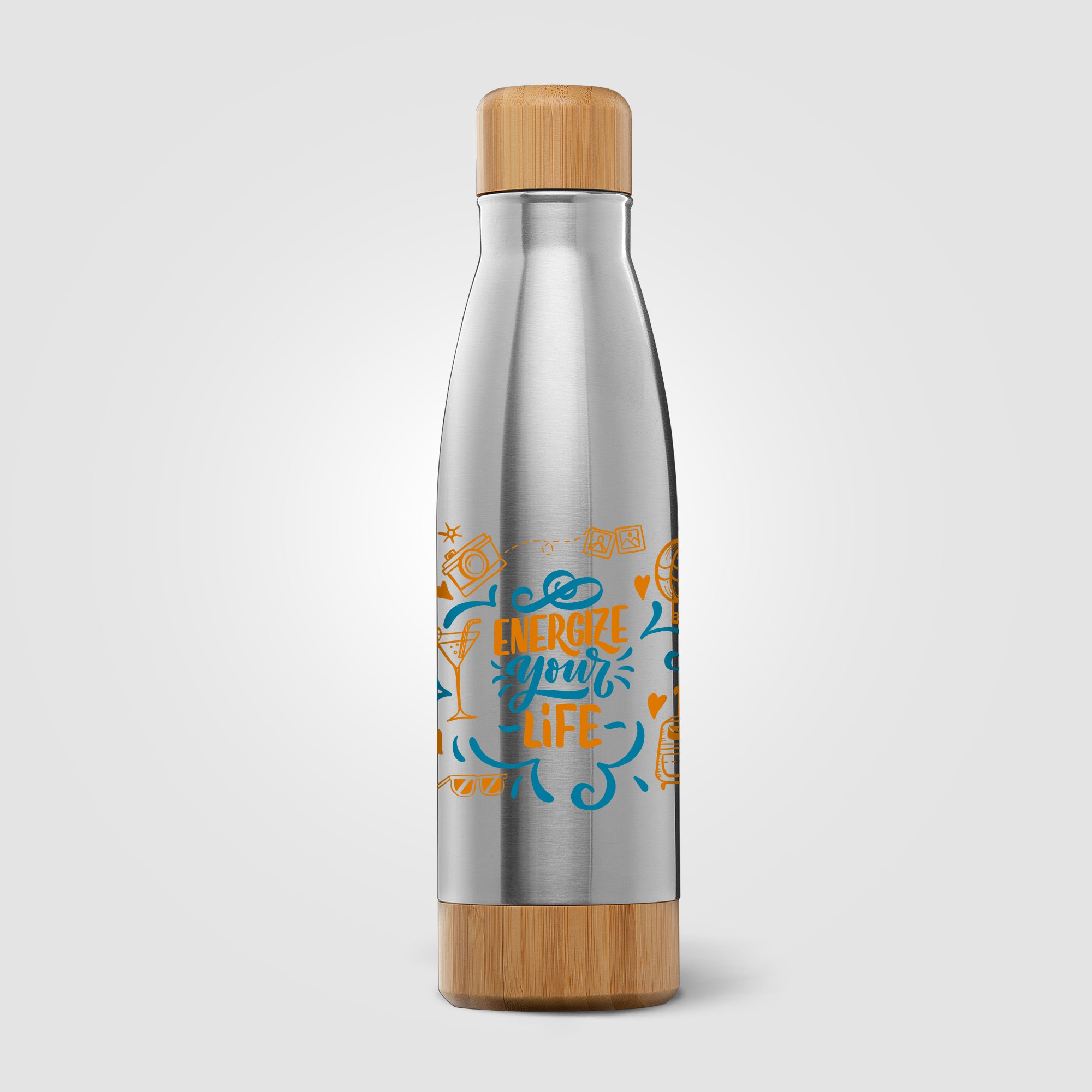 Ibiza Bamboo - 21 oz. Double-Wall Stainless Bottle - ColorJet-zoom-3