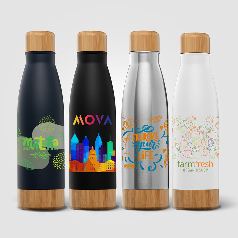 Ibiza Bamboo - 21 oz. Double-Wall Stainless Bottle - ColorJet-zoom-