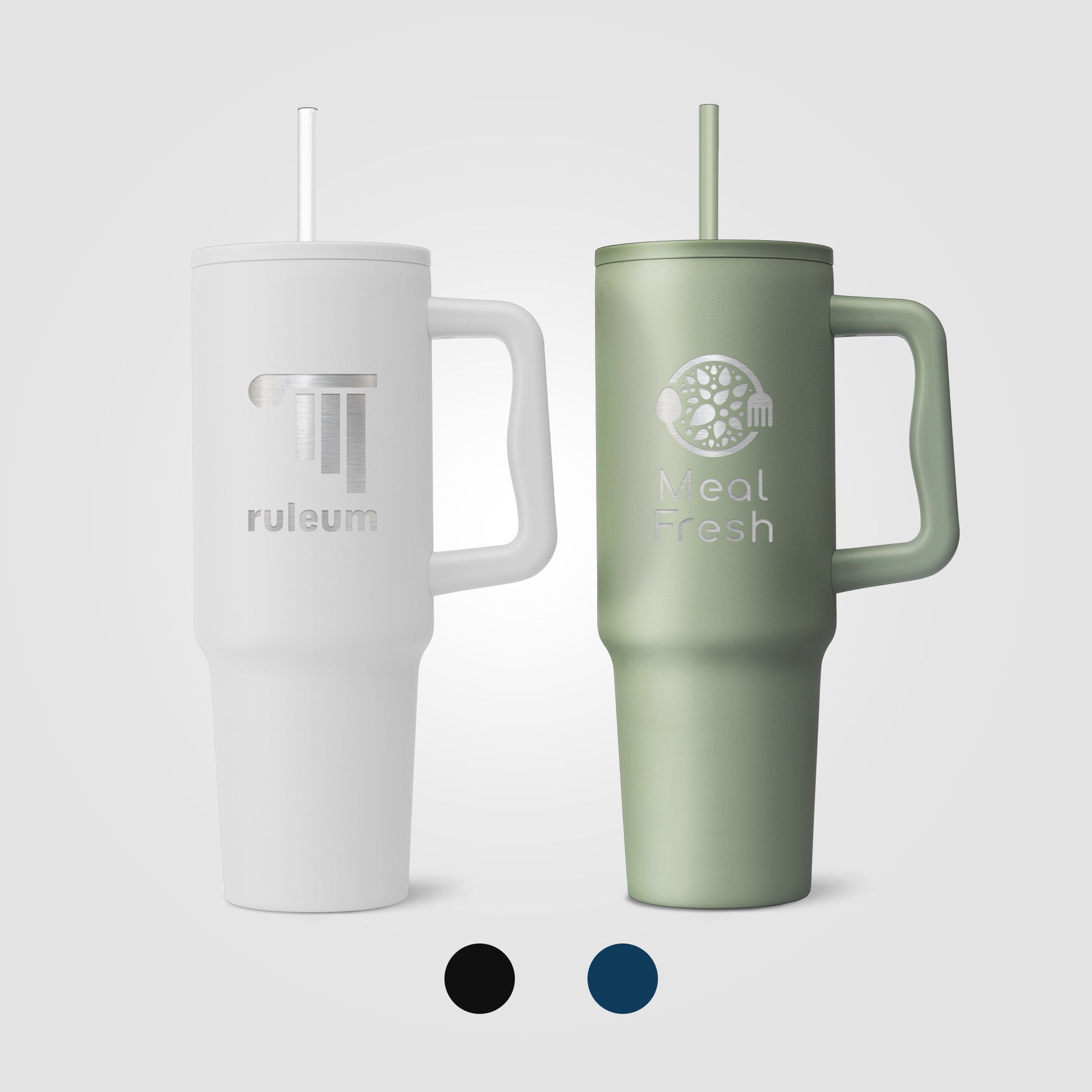 Image of the Polar Pro - 40 oz. Double-Wall Recycled Stainless Steel Tumbler with Straw - Laser promotional product, SKU WEZ-L.