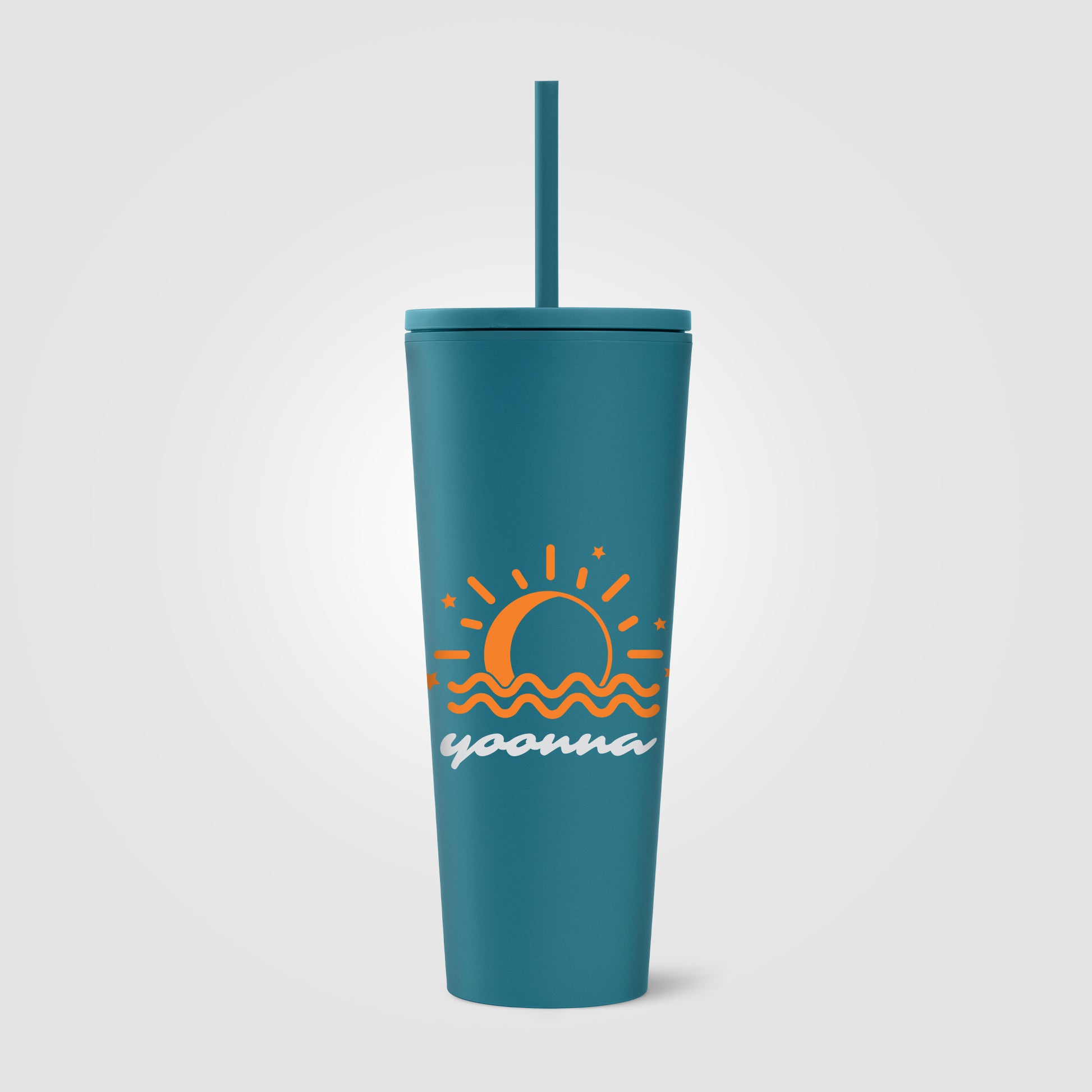 Spire - 24 oz Soft Touch Double Wall Recycled Plastic Tumbler w/ Straw - ColorJet-5