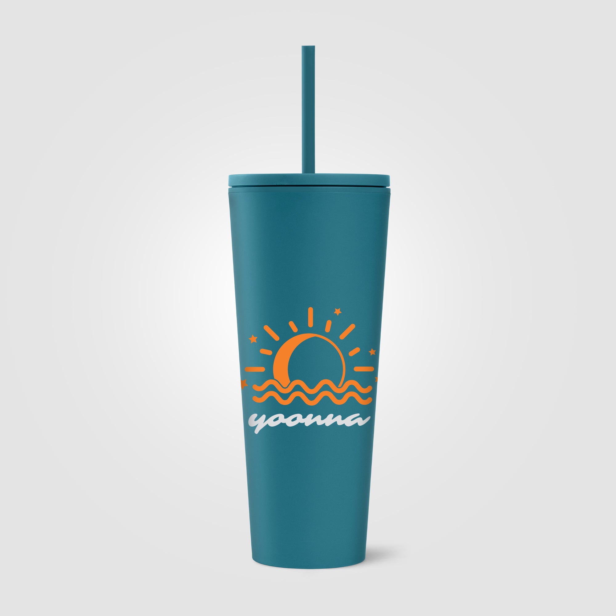 Spire - 24 oz Soft Touch Double Wall Recycled Plastic Tumbler w/ Straw - ColorJet-zoom-5