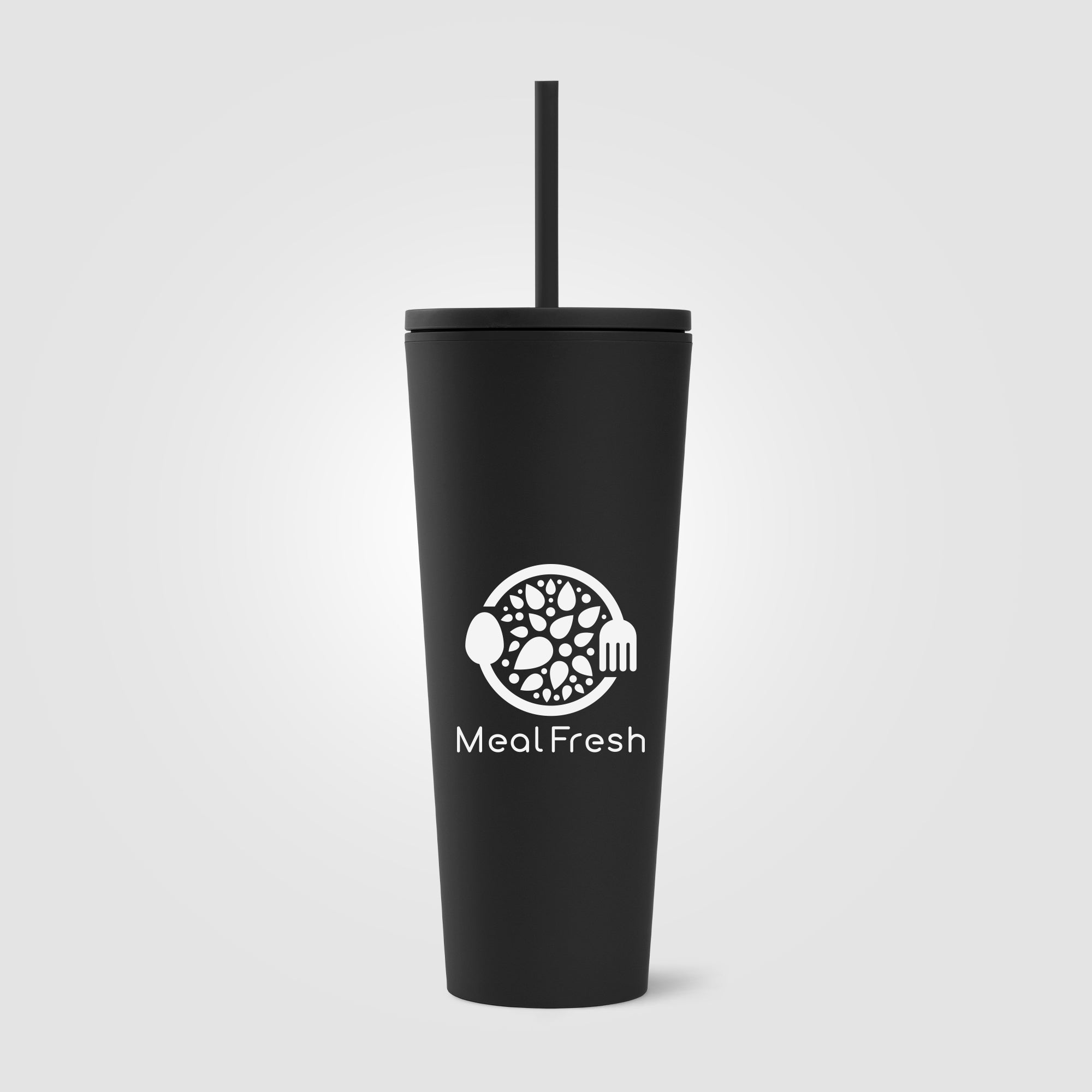 Spire - 24 oz Soft Touch Double Wall Recycled Plastic Tumbler w/ Straw