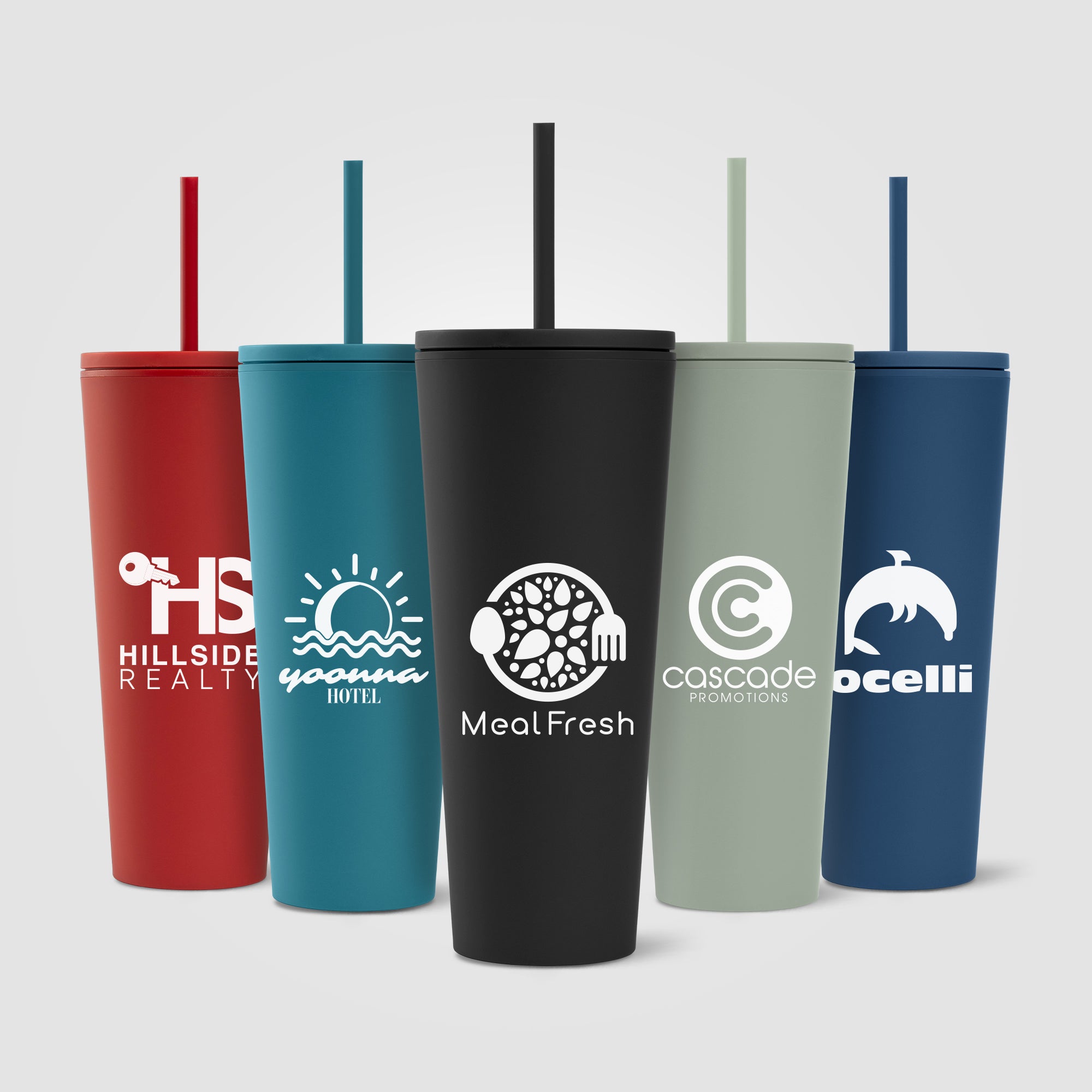 Image of the Spire - 24 oz Soft Touch Double Wall Recycled Plastic Tumbler w/ Straw promotional product, SKU WFP.