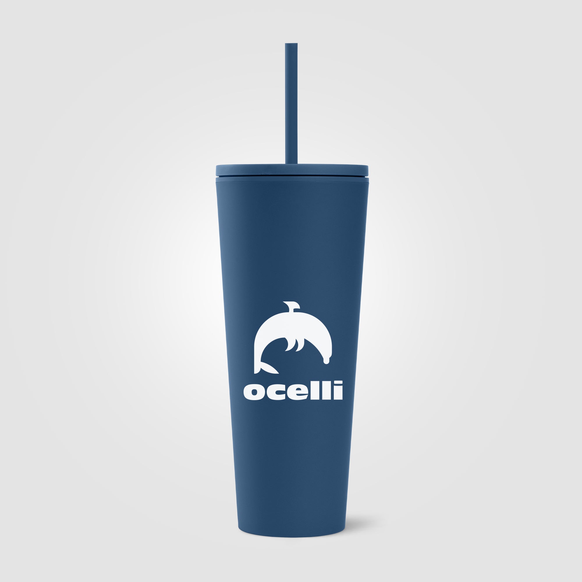 Spire - 24 oz Soft Touch Double Wall Recycled Plastic Tumbler w/ Straw-zoom-4