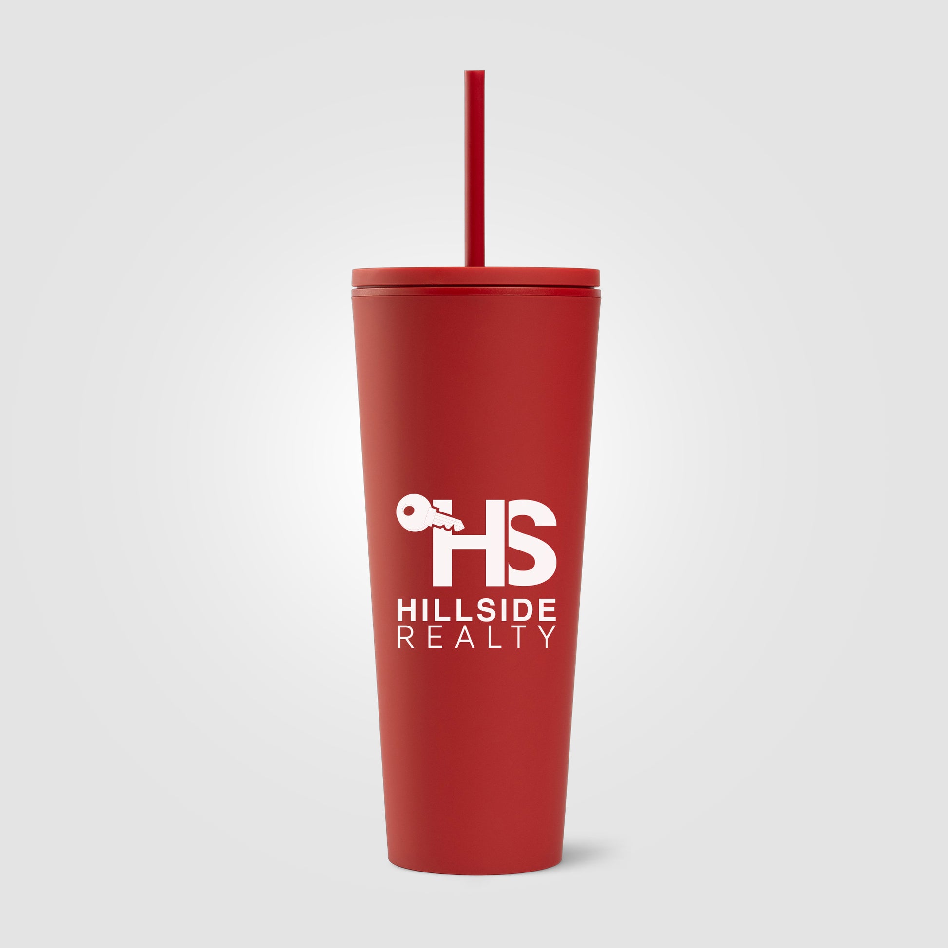 Spire - 24 oz Soft Touch Double Wall Recycled Plastic Tumbler w/ Straw-3