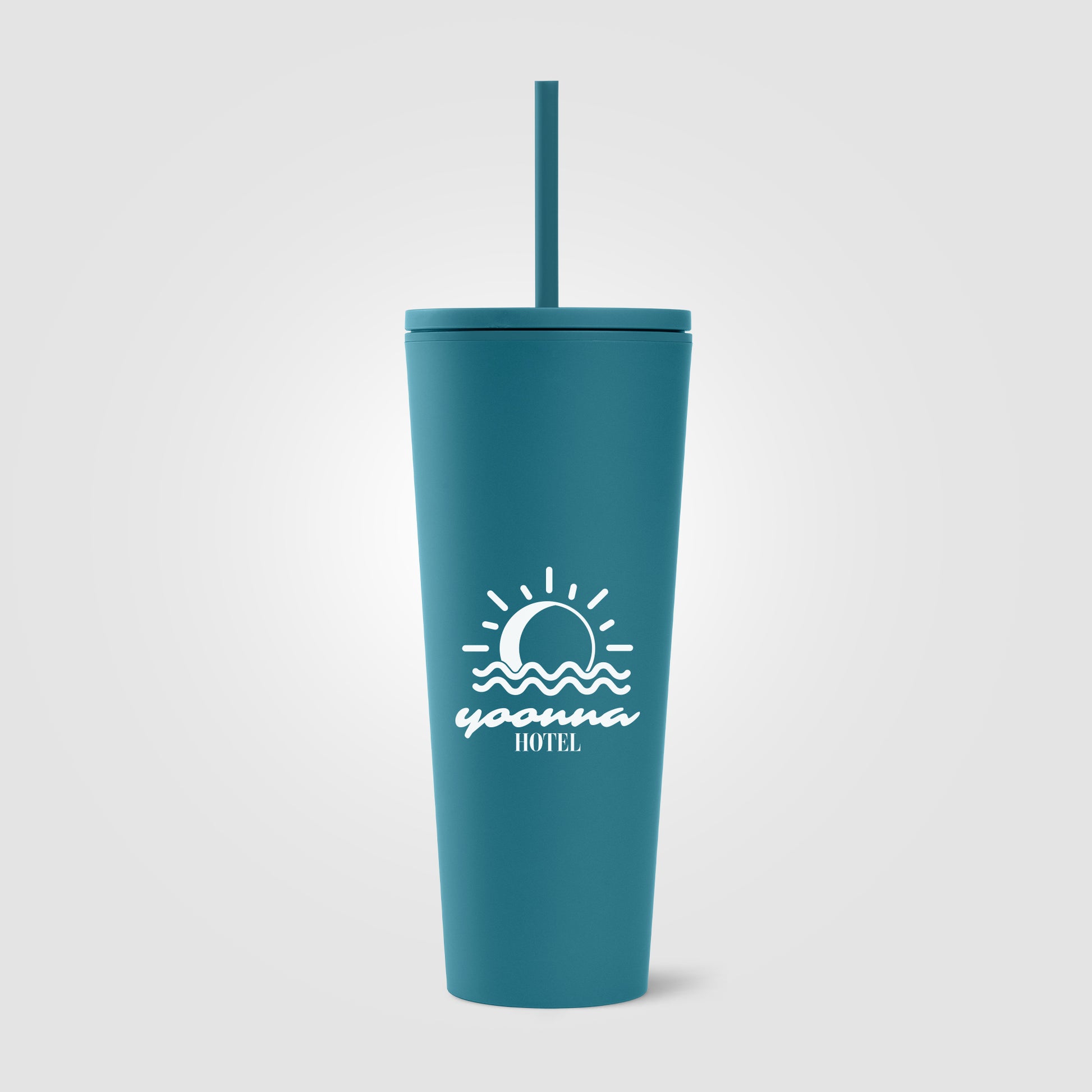 Spire - 24 oz Soft Touch Double Wall Recycled Plastic Tumbler w/ Straw-5