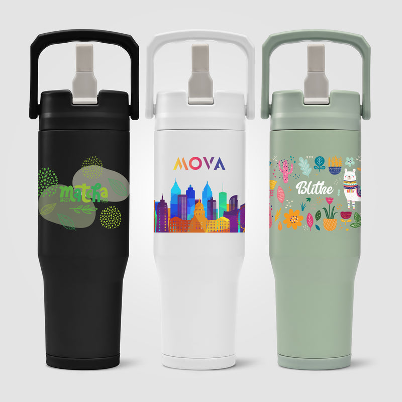 Polar Duo - 32 oz. Double-Wall Recycled Stainless Steel Tumbler with Storage Base - ColorJet-zoom-