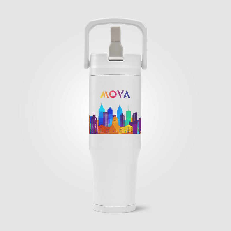 Polar Duo - 32 oz. Double-Wall Recycled Stainless Steel Tumbler with Storage Base - ColorJet-zoom-