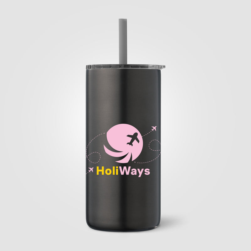 Borealis Recycled Stainless Steel Straw Tumbler - 16 oz. - ColorJet-zoom-