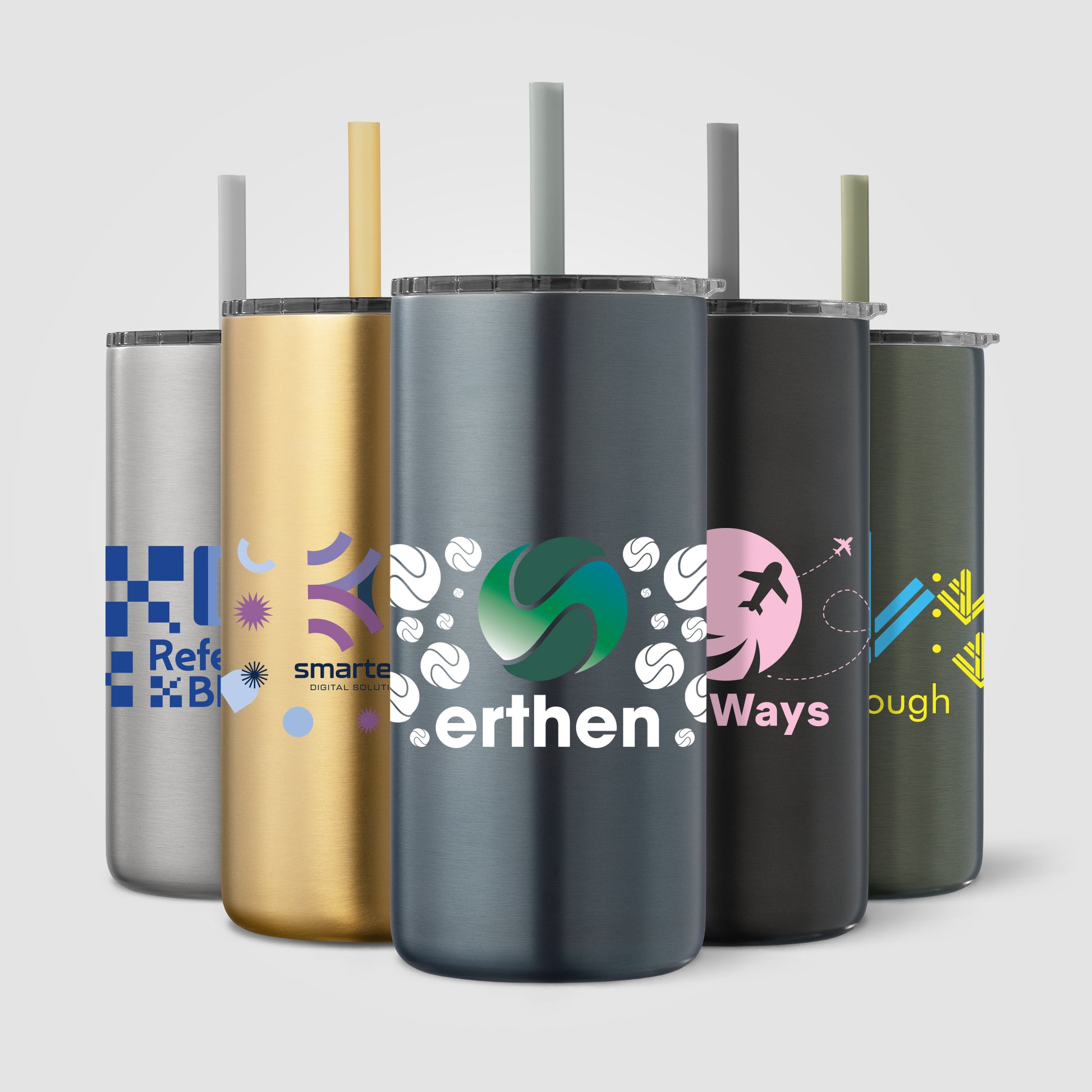 Image of the Borealis Recycled Stainless Steel Straw Tumbler - 16 oz. - ColorJet promotional product, SKU WGG-C.