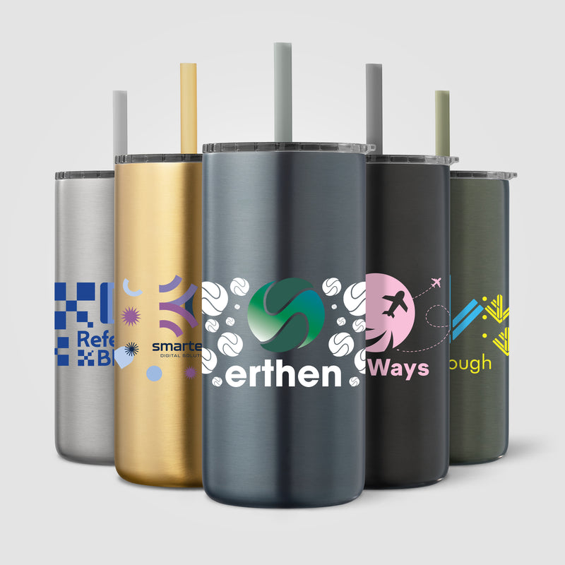Borealis Recycled Stainless Steel Straw Tumbler - 16 oz. - ColorJet-zoom-