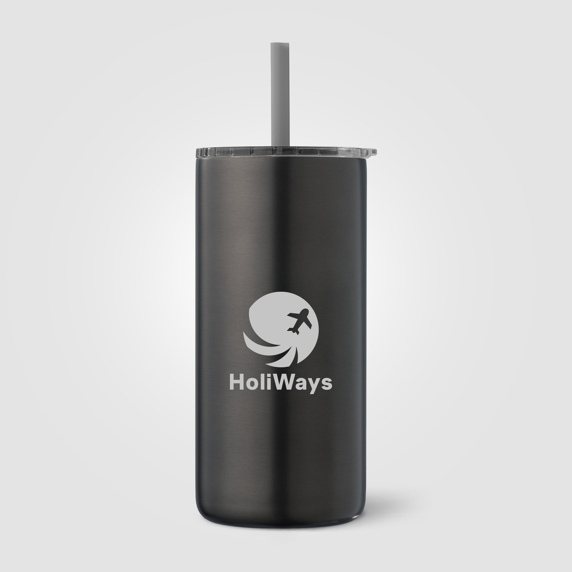 Borealis Recycled Stainless Steel Straw Tumbler - 16 oz. - Laser-zoom-2