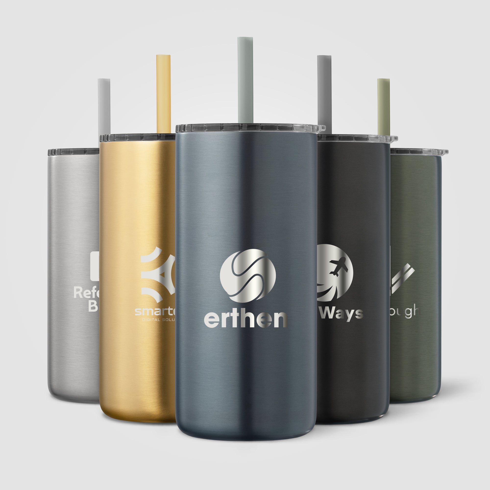 Image of the Borealis Recycled Stainless Steel Straw Tumbler - 16 oz. - Laser promotional product, SKU WGG-L.